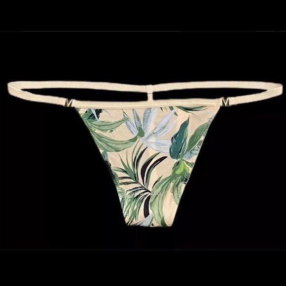 Victoria's Secret Very Sexy LOVE Smooth Satiny V string panty champagne palm - Picture 1 of 3